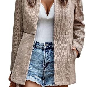 Women's Tan Herringbone Jacket